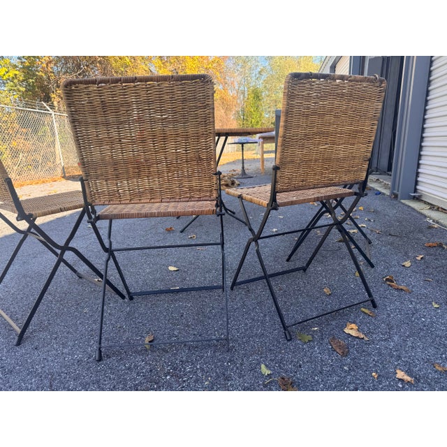 Vintage French Cafe Folding Dining Set Including 4 Chairs For Sale - Image 4 of 7