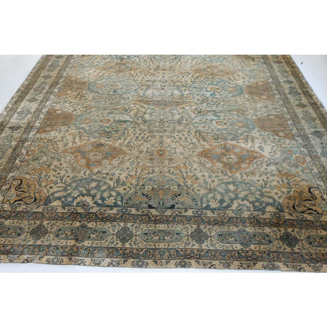 Authentic 1900s Persian Kirman Handmade Wool Carpet For Sale - Image 9 of 9