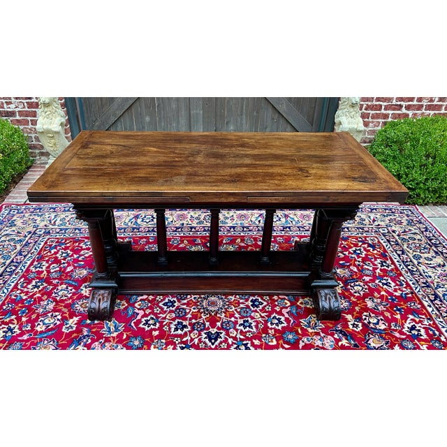 Mid 19th Century Antique French Dining Table Draw Leaf Altar Table Carved Oak Superb Mid-19th C For Sale - Image 5 of 12