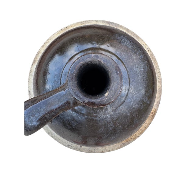 American Antique American Salt-Glazed Stoneware Jug With Albany Slip Shoulder, Circa 1890 For Sale - Image 3 of 12