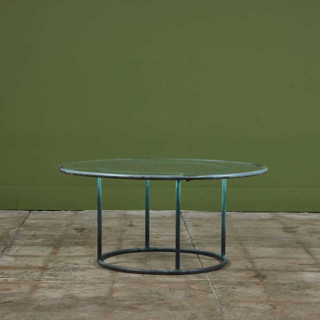 Mid 20th Century Walter Lamb for Brown Jordan Round 36" Bronze Patio Coffee Table For Sale - Image 5 of 12