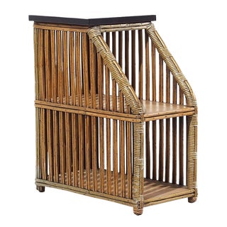 Ficks Reed Style Mid Century Rattan Side Table For Sale