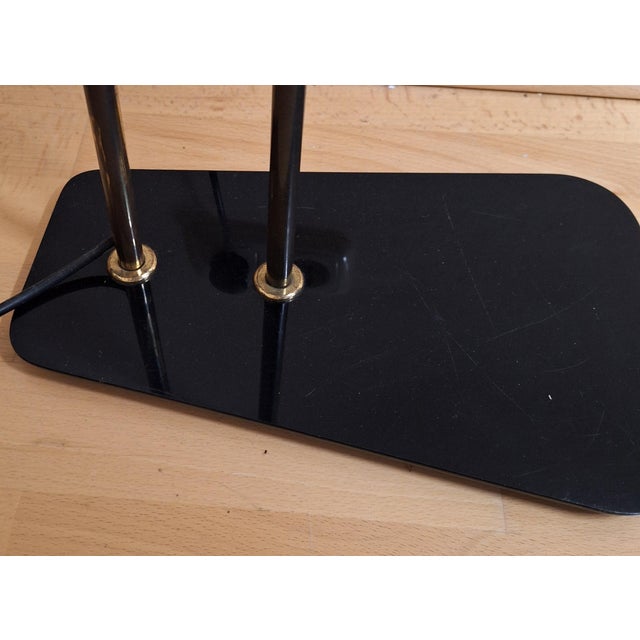 Beige Mid-Century German Arc Lamp with Black Plastic Base with an Iron Base Plate For Sale - Image 8 of 9