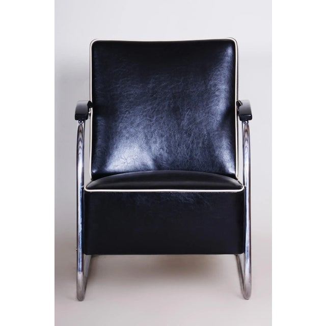 Bauhaus Chrome & Leather Armchair attributed to Mücke-Melder, 1930s For Sale - Image 12 of 13