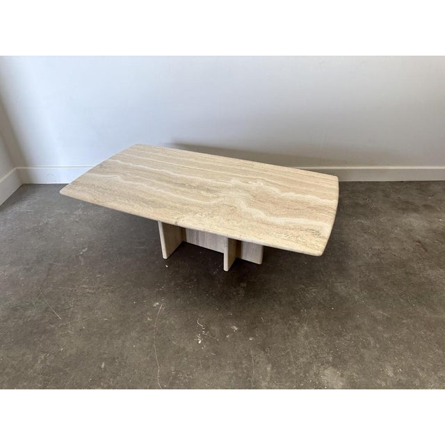 Vintage Travertine & Marble Coffee Table, France, 1980s For Sale - Image 11 of 14