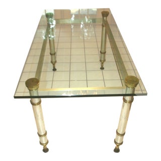 1960's-70's Hollywood Regency Dining Table Aluminum Brass Mod Design Mixed Metal For Sale