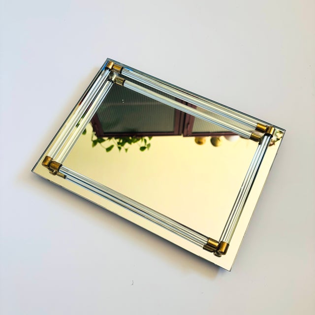 Vintage Glass Mirror Tray For Sale - Image 4 of 11