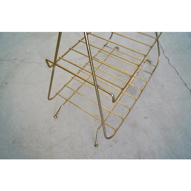 1950's Mid-Century Modern Atomic Brass Magazine Rack For Sale - Image 9 of 13