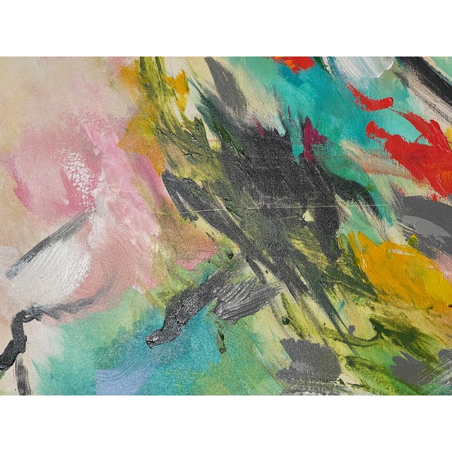 Green Large Abstract Modern Painting on Canvas For Sale - Image 8 of 12
