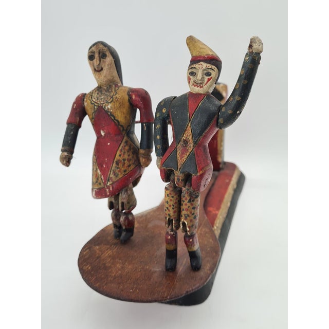 Wooden Folk Moving Toy Dancing Couple in Polychrome, 1900 For Sale - Image 3 of 15
