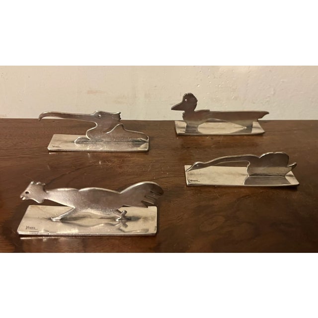 French Art Deco Silverplate Bird Form Knife Rests Signed Yorel - a Set of 4 For Sale In New York - Image 6 of 12
