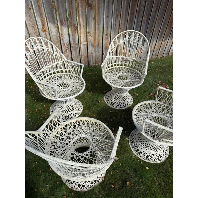 Rare Set of 4 Vintage 1960s Russell Woodard Fiberglass Spun Armchairs For Sale - Image 11 of 12