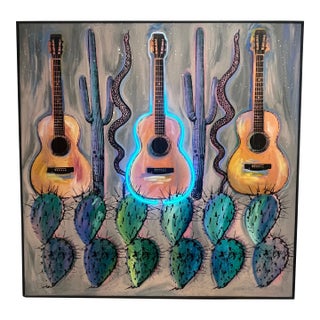 1990s Phillip Hazard Neon Cactus Artwork For Sale
