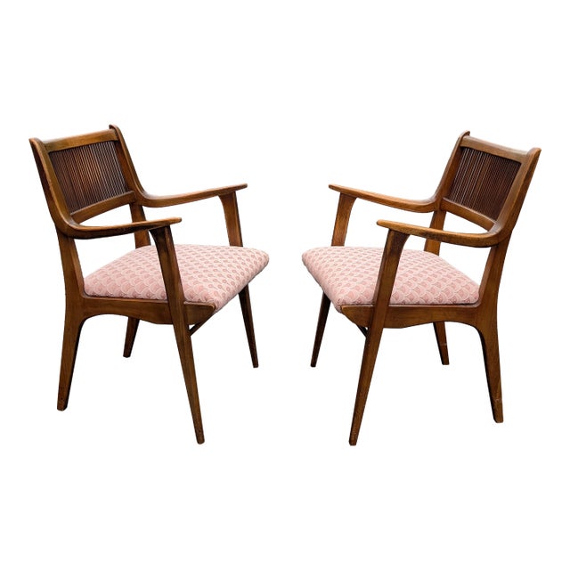 Vintage Captains Dining Chair Pair - Attributed to John Van Koert for Drexel For Sale
