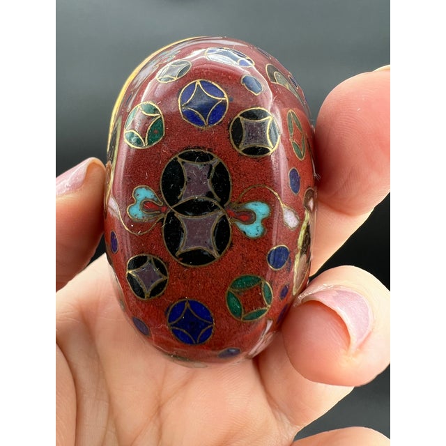 Mid 20th Century Mid 20th Century Chinese Cloisonné Yuanbao Wealth Ingot Trinket Boxes - Set of Three For Sale - Image 5 of 12