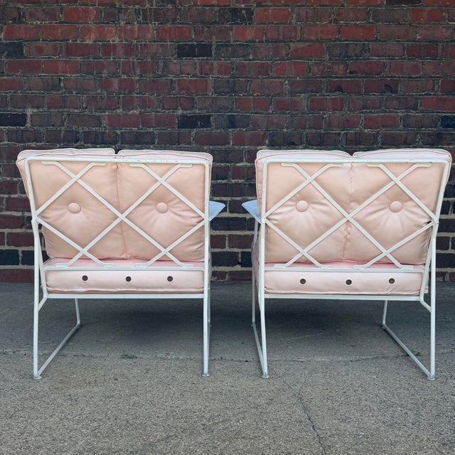 Rare set of lounge chairs with foot stools by Italian American designer John B Salterini.