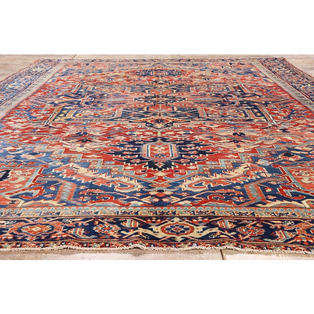 Antique Persian Heriz Rug, 09'08 X 12'10 For Sale - Image 9 of 10