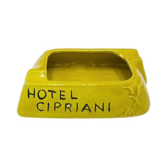 Vintage Hotel Cipriani Venezia Italy Ashtray Yellow Ceramic Catchall Dish For Sale - Image 11 of 11