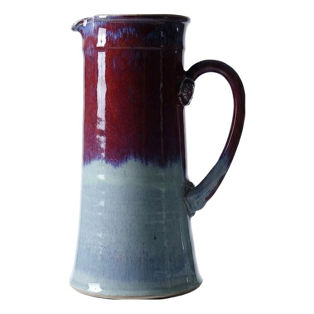 Large Flamed Oxblood Glazed Stoneware Art Jug by Michel Goldstyn for Lévéjac, 1990s For Sale