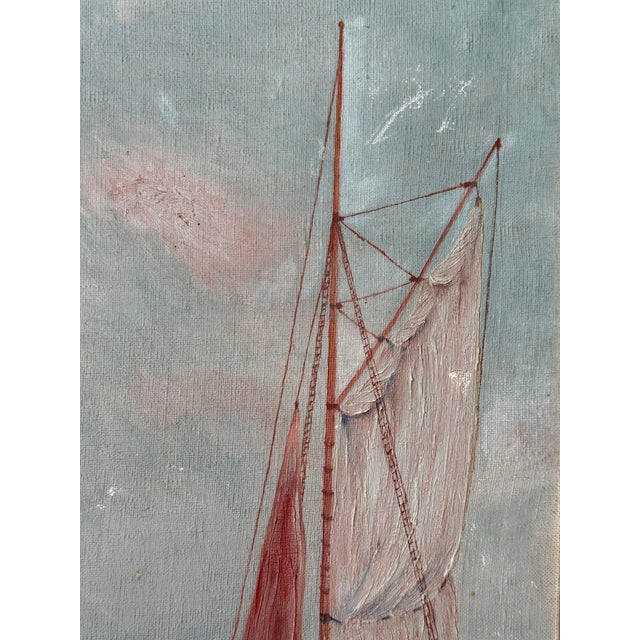 1936 Dreamlike Art Deco Seascape by c.m. Brentlinger, Oil on Canvas, Framed For Sale - Image 11 of 14