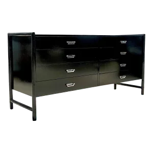 Vintage Coastal Signed McGuire Lacquered Rattan Dresser
