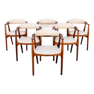 Restored 1960s Danish Modern Sculpted Dining Chairs by Thomas Havler- Set of 6 For Sale