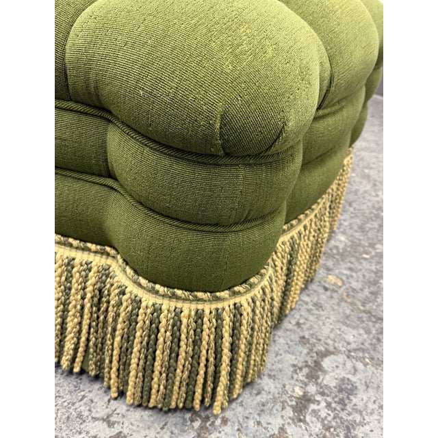 Green Bespoke Green Tufted Ottoman + Casters For Sale - Image 8 of 12