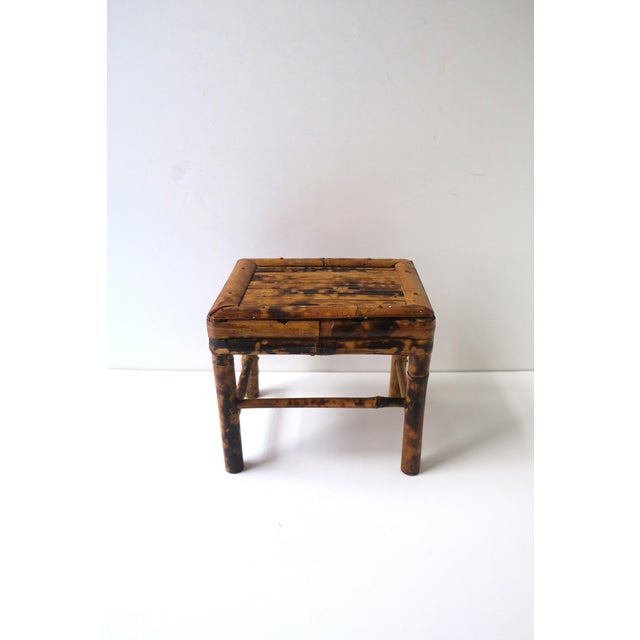 Wicker Bamboo Stool Plant Drink Stand, Small For Sale - Image 9 of 13