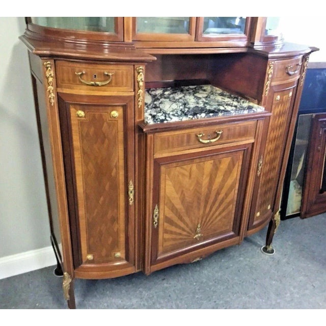 Late 20th Century Pair of Antique French Bronze Mounted Server - Sideboard With Curio Cabinet Tops For Sale - Image 9 of 12