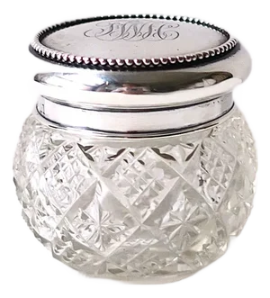 Sterling Silver Crystal Vanity Jar Box J E Caldwell