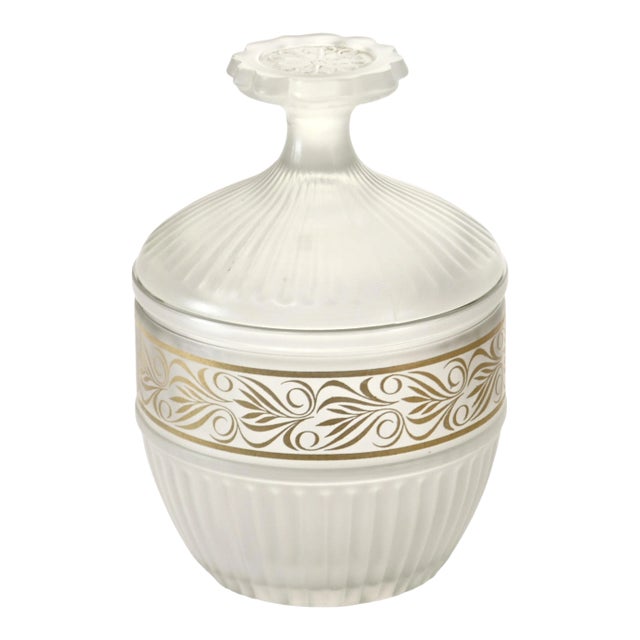 Fluted Frost Glass Jar For Sale