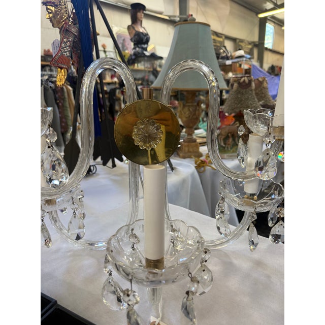 Hollywood Regency Hollywood Regency Crystal Wall Sconce 18x13 1930s For Sale - Image 3 of 12
