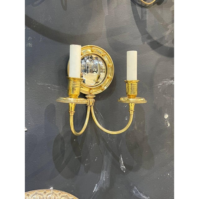 Traditional 1920's Federal Style Bronze Sconces With Mirror For Sale - Image 3 of 6