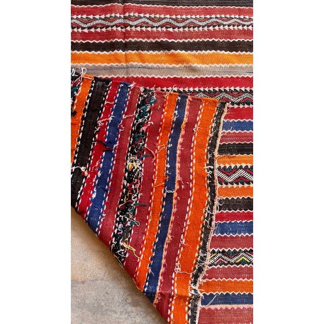 Orange 1980s Striped Flatweave Rug - 9.2 X 4.99 Ft For Sale - Image 8 of 11
