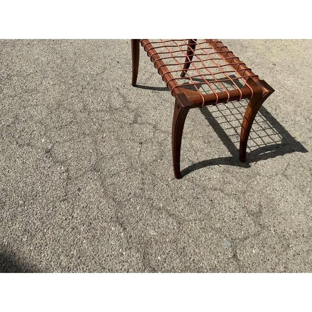 Mid Century Solid Walnut Klismos Bench For Sale - Image 4 of 4