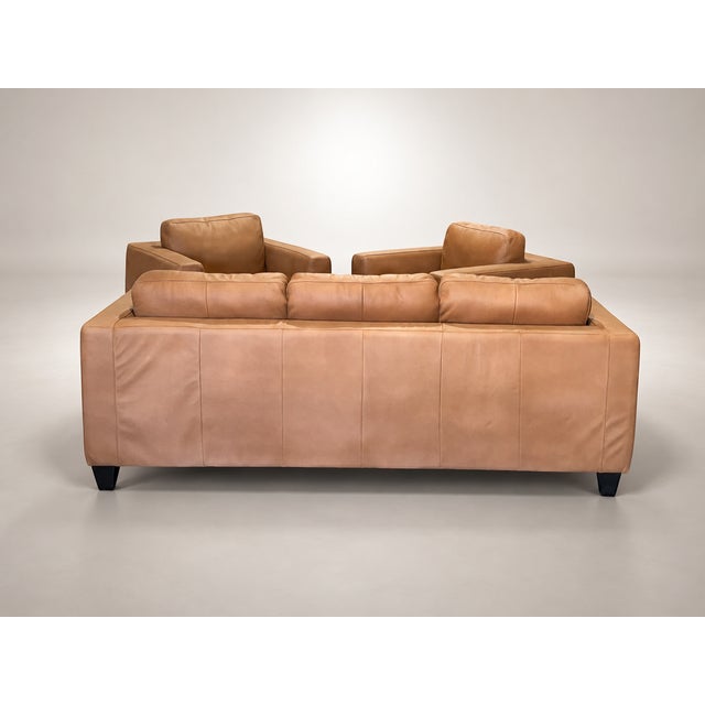 2020s Loom Golden Light Leather Sofa & Lounge Chair Set Special Edition For Sale - Image 5 of 11