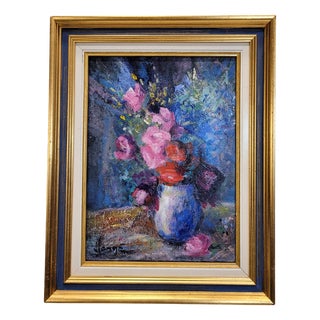 Homgé, Floral Still Life, Late 20th Century, Oil on Canvas, Framed For Sale