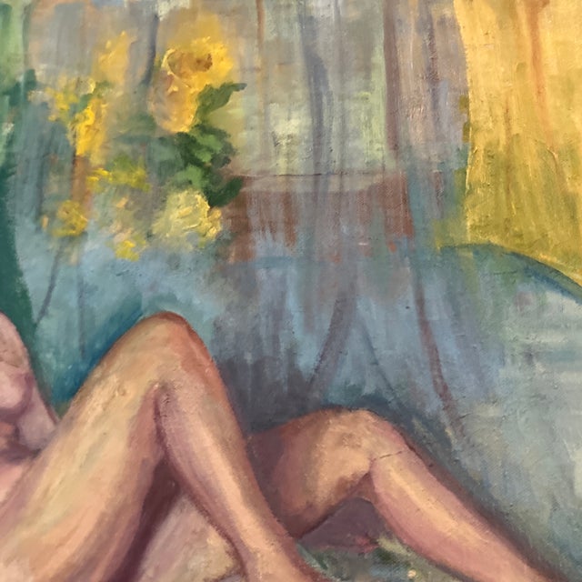 Impressionist 1970’s Vintage Impressionist Female Nude in Interior Painting For Sale - Image 3 of 5