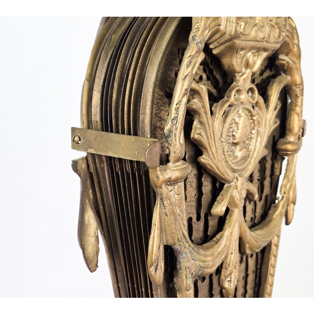 Antique Victorian Cameo Brass Peacock Folding Fan Fireplace Screen For Sale - Image 10 of 11