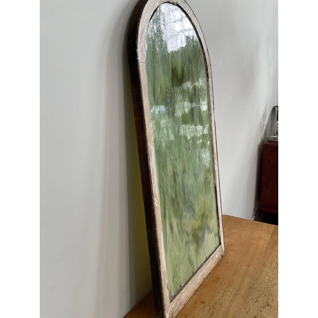 Rustic Vintage Arch Top Slag Glass Window, Early 20th C For Sale - Image 3 of 12