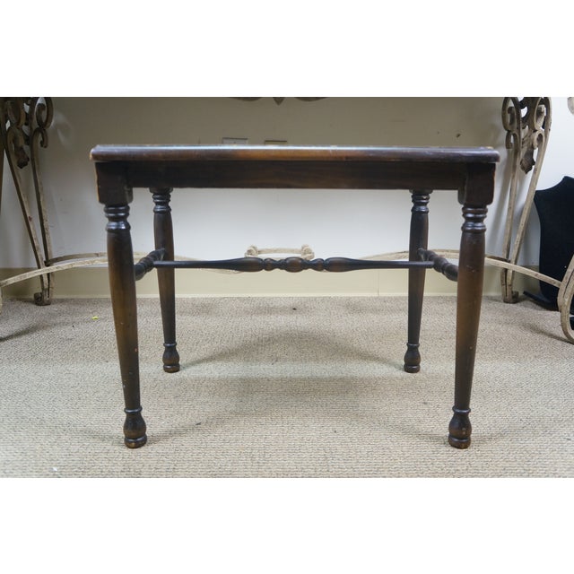 Antique Walnut Caned Piano Vanity Bench Seat Stool Foot Rest 18" For Sale - Image 6 of 16