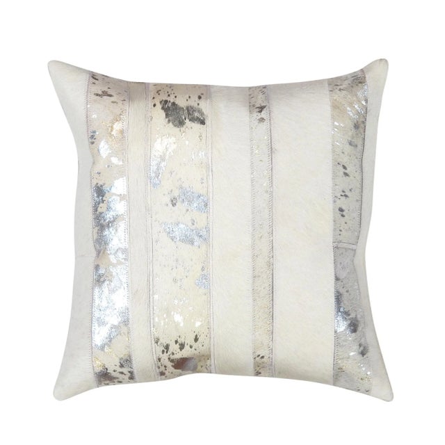 Pasargad Home Safari Cowhide Silver Pillow For Sale In New York - Image 6 of 6