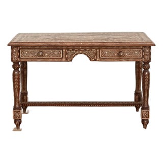Exquisite Medallion Top Inlay Writing Table For Sale