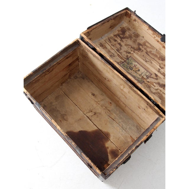 Antique Barrel Top Steamer Trunk For Sale - Image 14 of 16