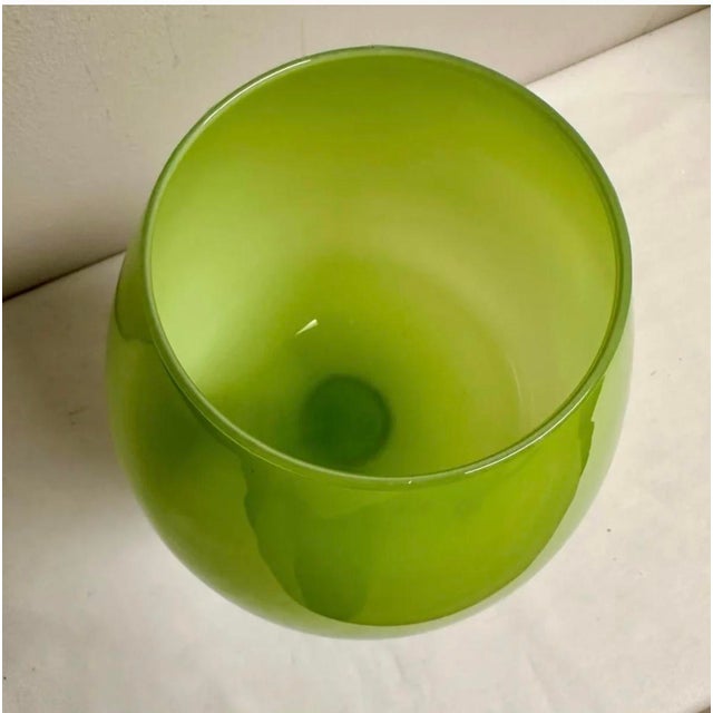 Chartreuse Cased Glass Footed Vase For Sale - Image 4 of 4