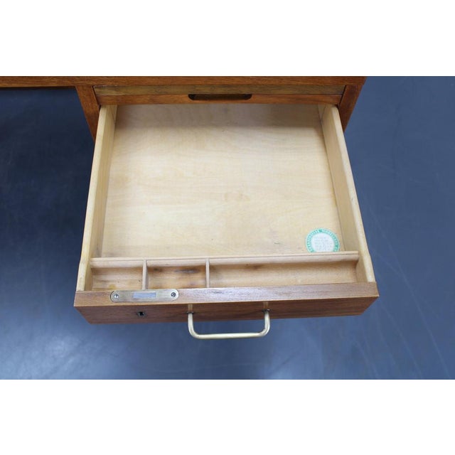 Mid-Century Danish Teak Writing Desk with Brass Details, 1960s For Sale - Image 11 of 18