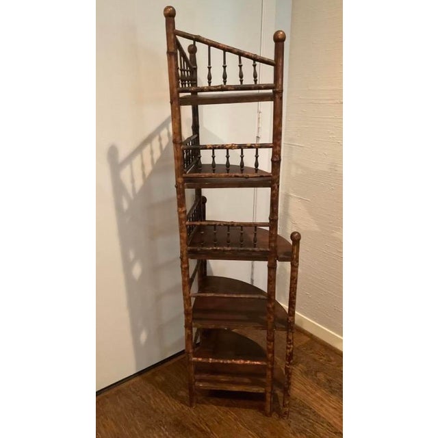 Victorian Early 20th Century Victorian Bamboo Corner Five-Tier Shelf For Sale - Image 3 of 6