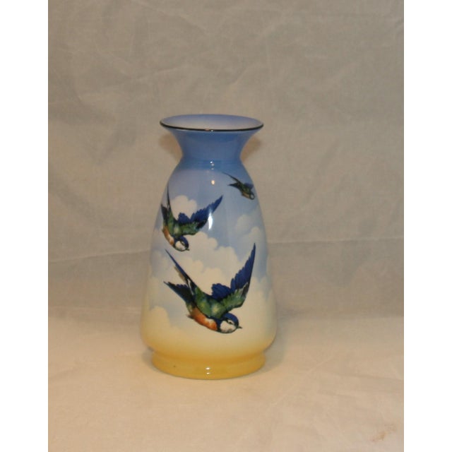 Vintage English Ceramic Hand Painted Falcon Ware Blue Bird Vase Chairish