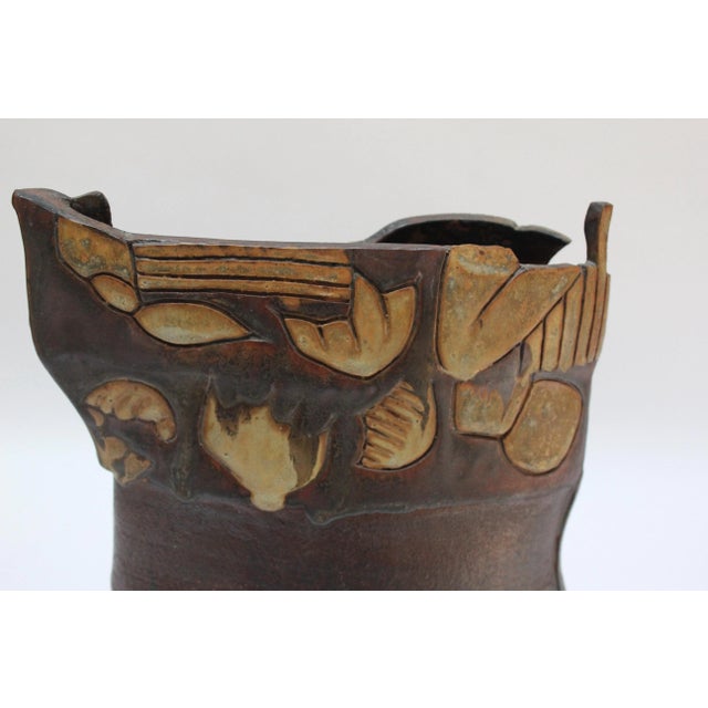 Vintage Studio Stoneware Sculptural Vase For Sale - Image 10 of 13