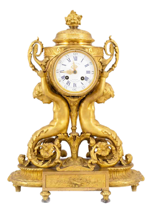 Antique French Gilded Table Clock, 1800s